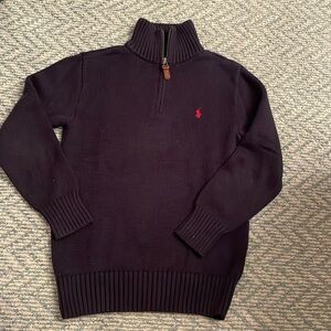 Polo Ralph Lauren boys size 8 half zip navy knit sweater.